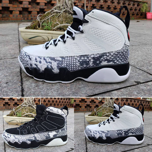 new mens basketball shoes 9s snakeskin black white sports trainers 9 high sneakers outdoors athletic tennis shoes
