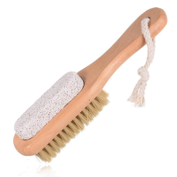 2 In 1 Cleaning Brushes Natural Body or Foot Exfoliating SPA Brush Double Side with Nature Pumice Stone Soft Bristle Brush BWF1954