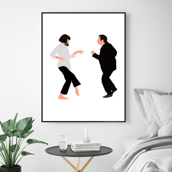 classic movie poster pulp fiction poster abstract minimalist canvas painting wall art pictures for living room decor (no frame)