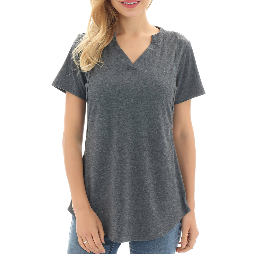Casual Solid Short-sleeve Nursing Tee