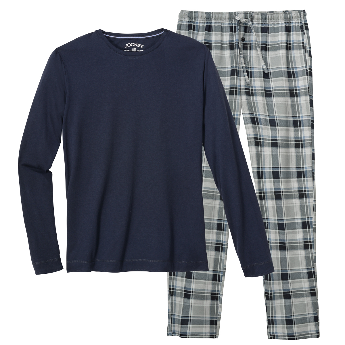 Jockey Pyjama navy/kariert große Größen