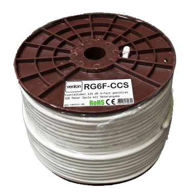 Venton Koaxial Sat Kabel RG6F-CCS 135dB 5-fach geschirmt High Quality 300m