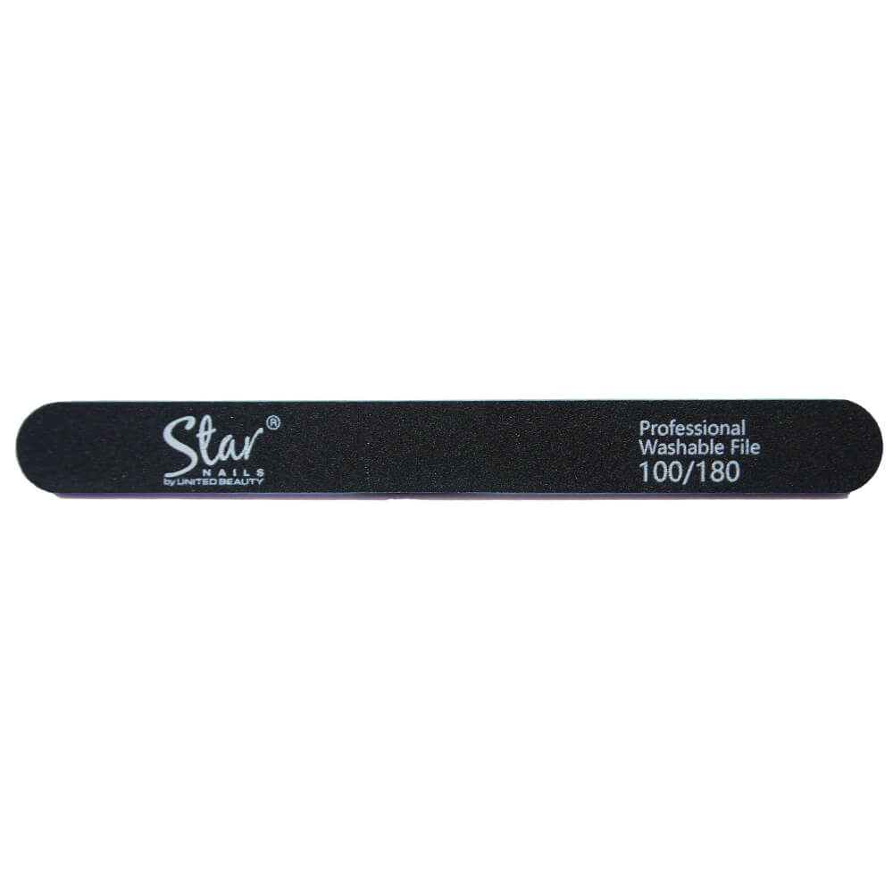 Star Nails Black Foam Straight File 100/180 Grit Pack of 12
