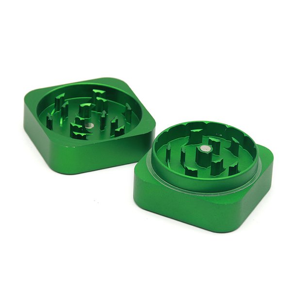 Smoke grinder Two-layer square aluminum alloy smoke grinder 55mm diameter metal grinder manual grinding smoke grinders