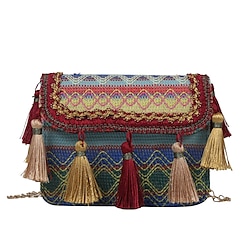 Women's Crossbody Bag Straw Daily Tassel Large Capacity Folk Blue Orange Green Lightinthebox