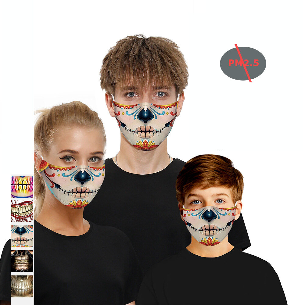 Halloween series-Double Chip Anti PM2.5 Dust-proof Face Mask Breathable Protective Mask Windproof For Outdoor Sports Cyc