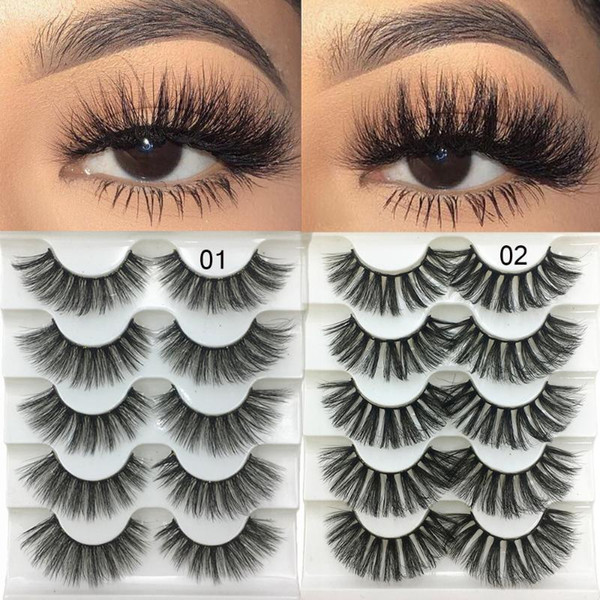 5 pairs 3d faux mink hair soft false eyelashes fluffy wispy thick lashes handmade soft eye makeup extension tools