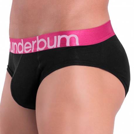 Rounderbum Colors Padded Cotton Briefs - Black - Pink L