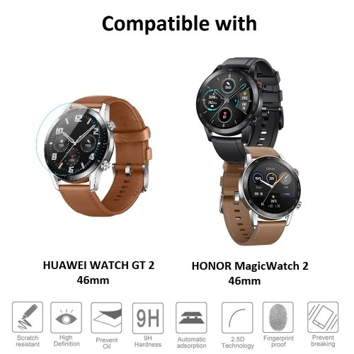 3Pcs Protecteur d'écran Smartwatch en verre trempé avec lingettes Compatible avec HUAWEI WATCH GT 2 / HONOR MagicWatch 2 46mm