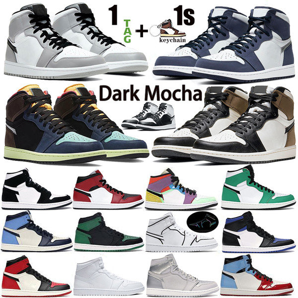 1 1s High Dark Mocha Jumpman Mens Basketball Shoes Twist Mid White Shadow Obsidian UNC Chicago Light Smoke Grey women trainer Sport Sneakers