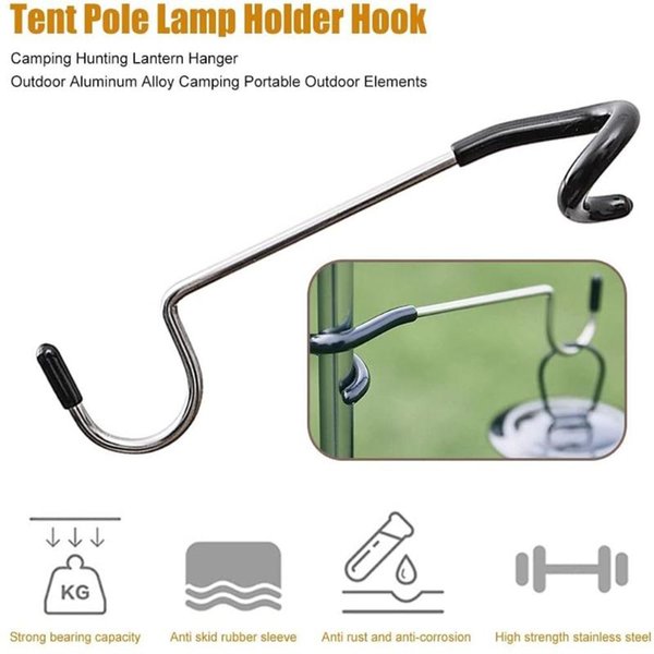 Hooks & Rails Multifunction Mini Camping Hook Hanger Lantern Lamp Tent Pole Post Hanging For Fishing
