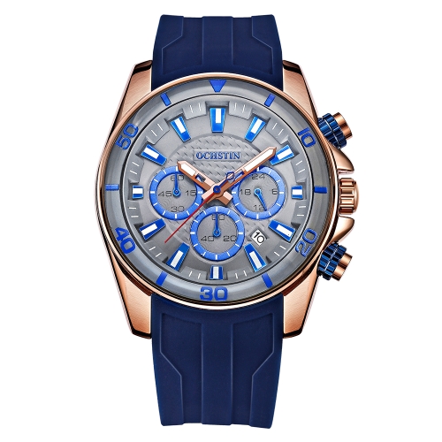 OCHSTIN Mode Sport Silicone Hommes Montres Quartz 3ATM Étanche Lumineux Man Montre-Bracelet Calendrier Chronographe