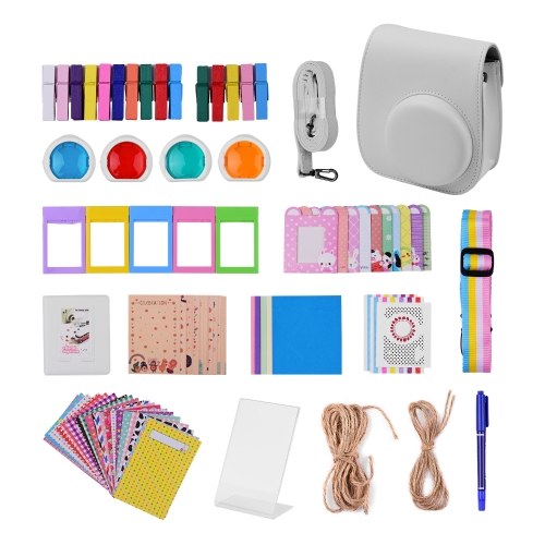 Kit d'accessoires pour appareil photo instantané 12 en 1 compatible avec Fujifilm Instax Mini 11 comprenant sac photo/courroie d'appareil photo/album photo/clips photo/cadre photo/corde de suspension/autocollants/stylo/filtres