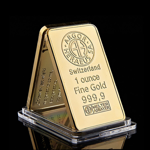 swizerland 1oz argor-heraeus sa gold plated bar home decorations crafts business gift collectible