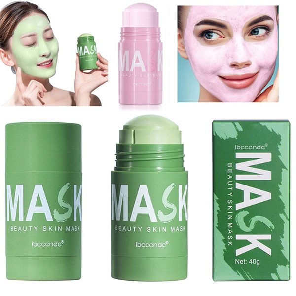 Green Tea Rose Cleansing Solid Mask Purifying Clay Stick Masks Oil Control Anti-Acne Eggplant Face Skin Care