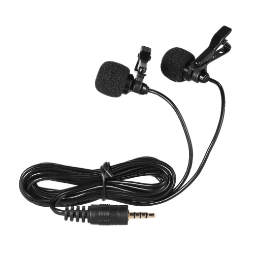 Andoer 150cm Cellphone Smartphone Mini Dual-Headed Omni-Directional Mic Microphone with Collar Clip for iPad iPhone5 6s 6 Plus Smartphones