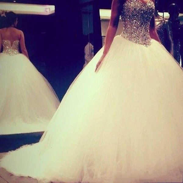Ball New Luxurious Gown Es 2021 Crystal Beads Sequins Princess Wedding Gowns Off the Shoulder Vestidos De Noiva S3C7