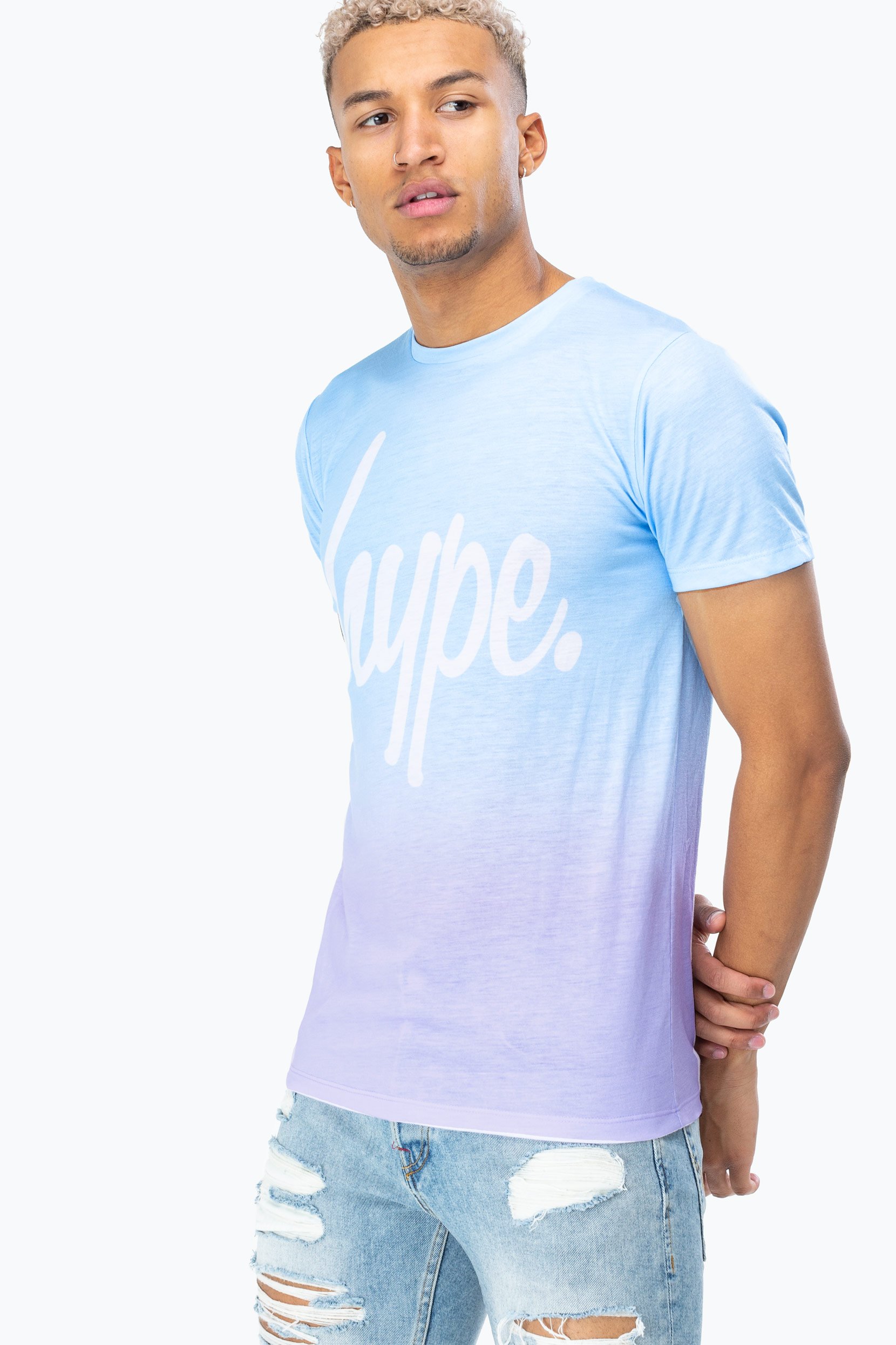 Hype Blue Ocean Sky Script Mens T-Shirt | Size Medium