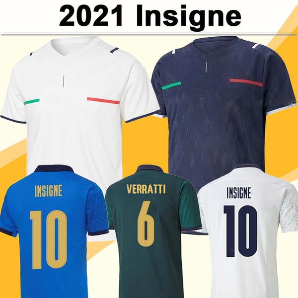 2021 VERRATTI INSIGNE BARELLA Men Soccer Jerseys National Team ROMAGNOLI EL SHAARAWY JORGINHO BELOTTI Home Away 3rd Football Shirt