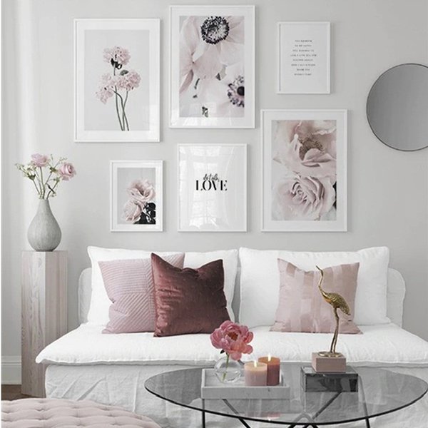 Unframed Nordic Decoration Painting Bouquet Flower Stamen English Letter Print Wall Art Poster