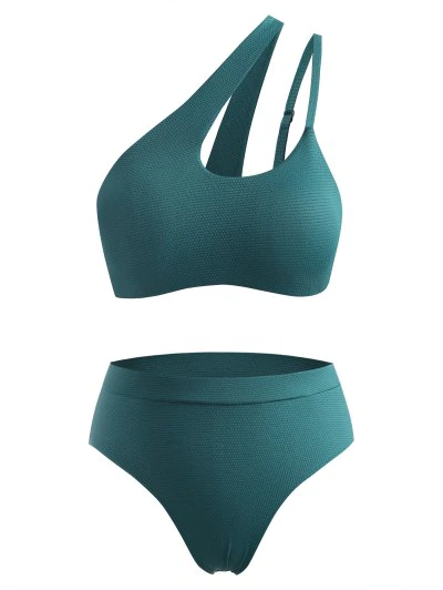 ZAFUL Plus Size Cutout One Shoulder Bikini Swimwear