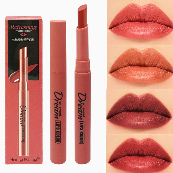 6 colors stylish not sticky cup long-lasting colorfast moisten silk velvet lipstick makeup smudge-proof water-resistance