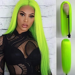 Green Wigs Long Straight Synthetic Wig Irish Green Heat Resistant No Lace Front Wigs with Baby Hair Glueless Peluca for St Patricks Cosplay Party for Fashion Women 22 Inch Lightinthebox