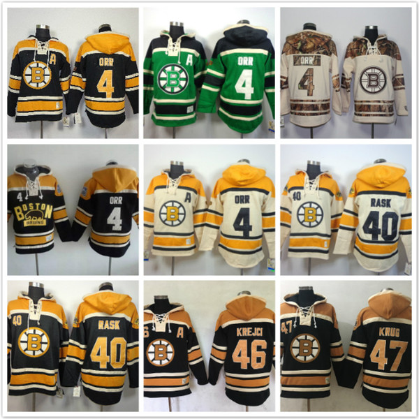 boston bruins hoodies 4 bobby orr 40 tuukka rask 46 david krejci 47 torey ice hockey hoody sweatshirts green beige black