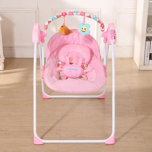 Electric Baby Cradle Swing Rocking Remote controller Chair Sleeping Basket Bed Crib For Newborn Infant Pink