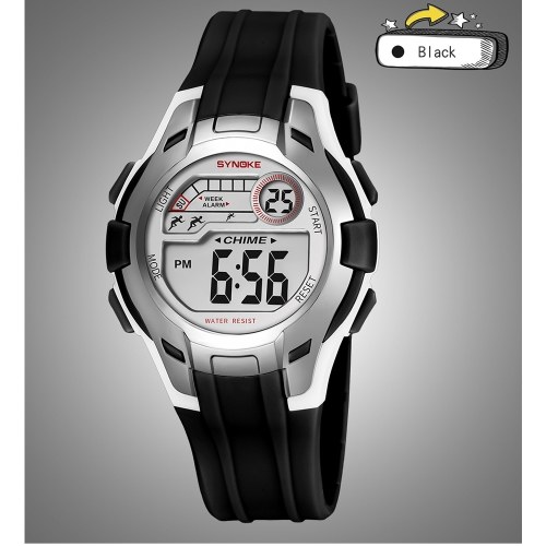 SYNOKE Sport Children Wrist Watches LED Digital Stopwatch Alarm Luminous Water Resistant Girl Boy Watch