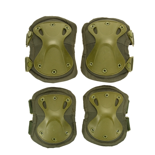 Lixada 4PCS Heavy Duty Outdoor Advanced Protective Pad Set with Knee Pads and Elbow Pads for Paintball Airsoft Adjustable Skate Knee Elbow Pads