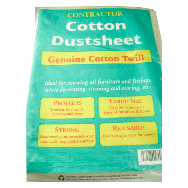 Cotton Twill Dust Sheet, 3.65 x 2.8 Metres (12 x 9 Foot)