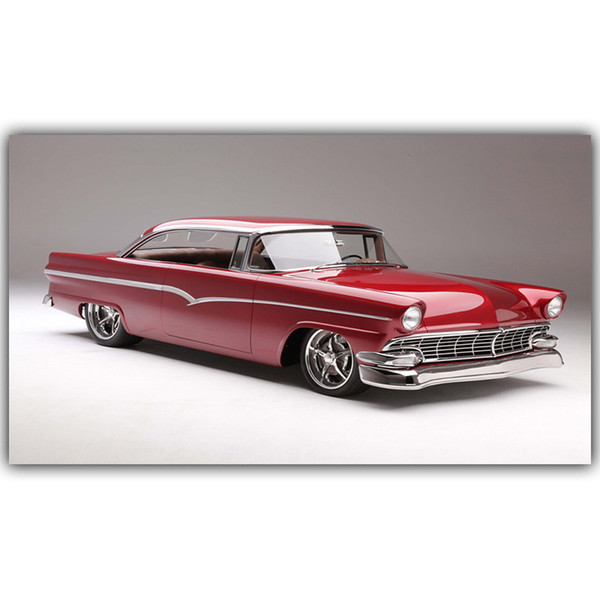 modern painting ford victoria cars classic red modified canvas poster print wall art for living room home decor (no frame)