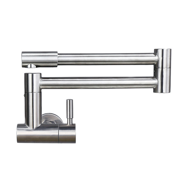 rotation single cold kitchen faucet foldable sink water tap stainless steel brushed wall mounted ing