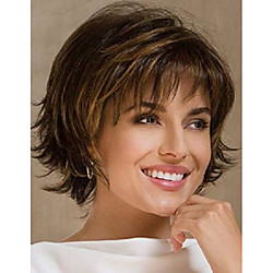 Black / Blonde Wigs for Women Renershow Short Pixie Cut Brown Wigs for Women Mixed Blonde Curly Wig with Bangs Natural Wavy Synthetic Highlights Wig Lightinthebox