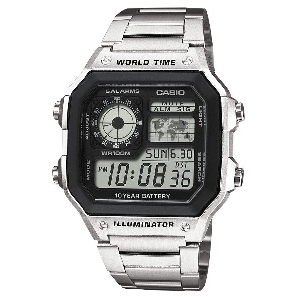 Casio Digital LCD Watch with World Time Alarm Timer Stopwatch - AE-1200WHD-1AVEF