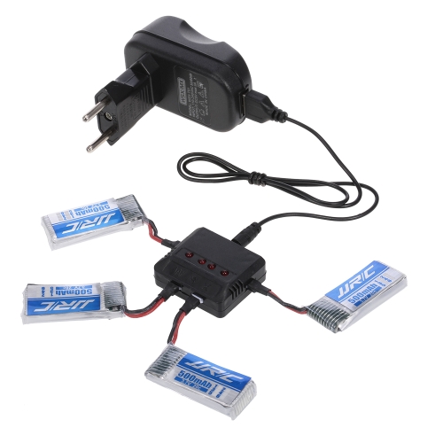 4pcs 3.7V 500mAh Li-po Battery with 4 in 1 Battery Charger Kit for JJR/C H43WH GoolRC T33 Wifi FPV Drone Quadcopter