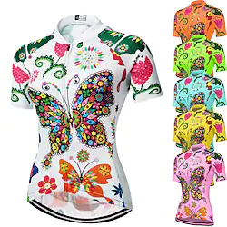 21Grams Women's Short Sleeve Cycling Jersey With 3 Rear Pockets Summer Bicycle Riding Bike Top Breathable Quick Dry Moisture Wicking Spandex Polyester Green Rainbow LGBT Butterfly Floral Botanical Lightinthebox