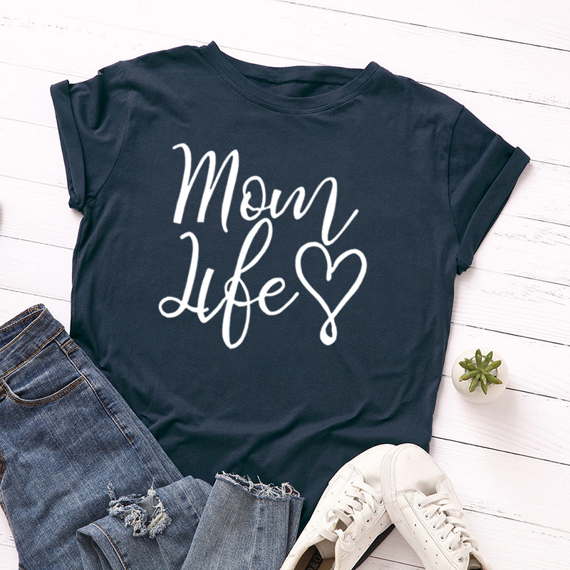 Casual Letter Printed Short-sleeve Tee For women