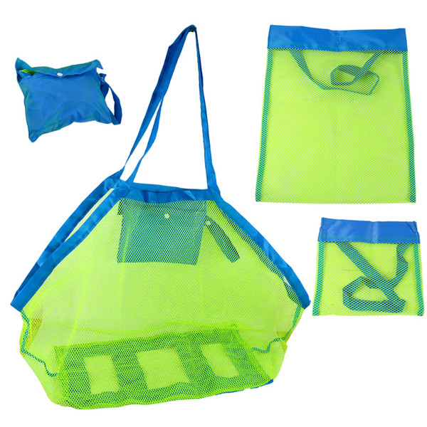wholesale- portable beach pouch sand away kids collect toys mesh tote storage organizer bag