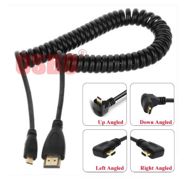 Audio Cables & Connectors Supply Straight / Elbow Black 1.5m 1.4V Micro- Male To Spring Retractable Cable For HDTV Phone Tablet Com