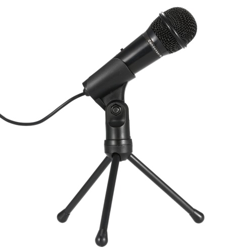 SF-910 Professional 3.5mm Condenser Microphone  Sound Studio Podcast w/ Stand For Skype Desktop PC Notebook (Black)