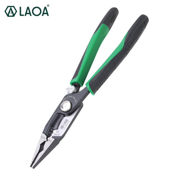 laoa 8 inch multifunctional long nose pliers cr-mo wire stripper combination pliers electrican handtools