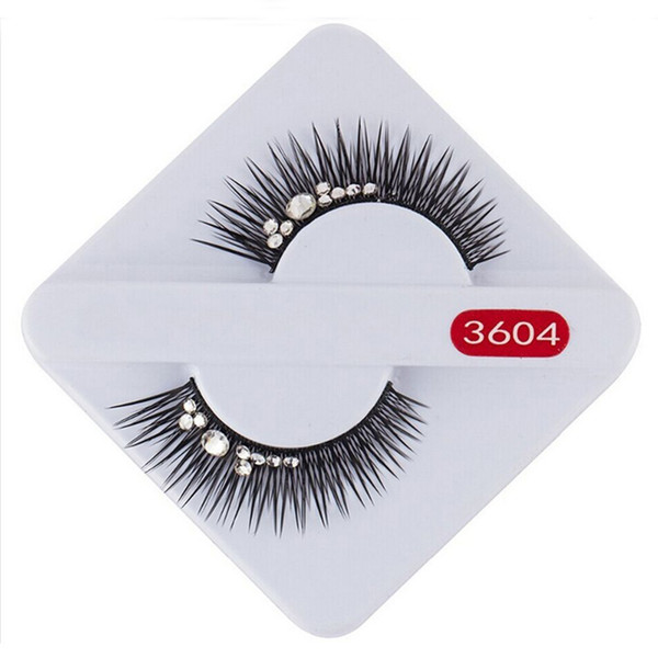 1 pair handmade natural fashion fake black long rhinestone false eyelashes beauty eye lashes beauty bride wedding make up party