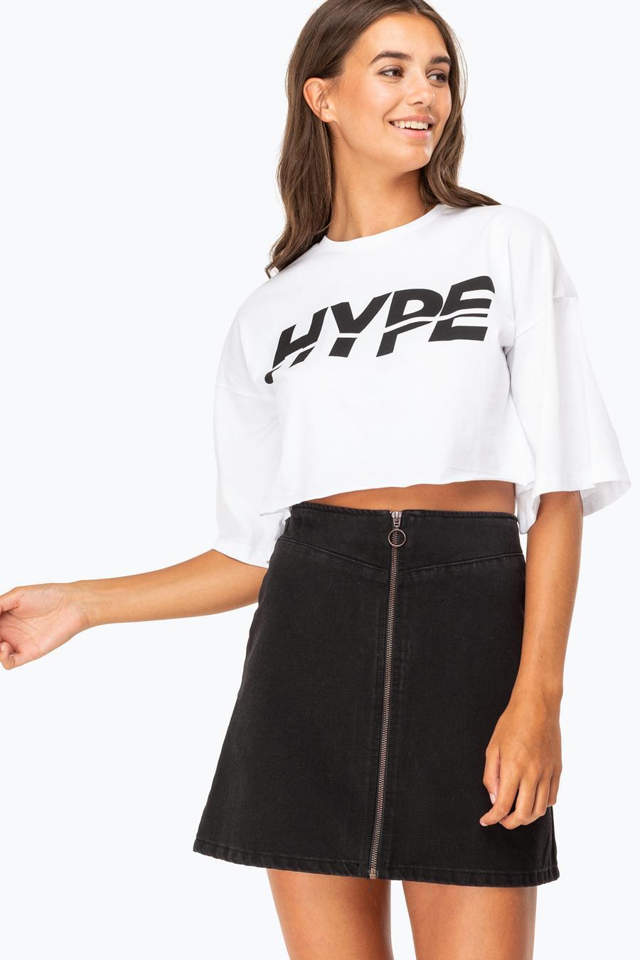 Hype White Sports Womens Oversized Crop Top | Size 14