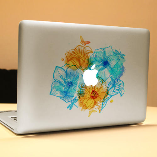 PAG Cute Flowering Shrubs Decorative Laptop Decal Removable Bubble Free Self-adhesive Skin Sticker
