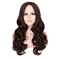 Brown Wigs for Women Synthetic Wig Curly Middle Part Wig Dark Brown Brown Black Red Pink Synthetic Hair 26 Inch Lightinthebox