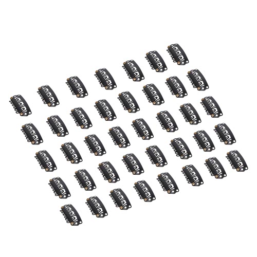 40Pcs Wig Toupee Hairpiece Clips Hair Snap Clips for Hair Extension Cap Weft U Shape Black