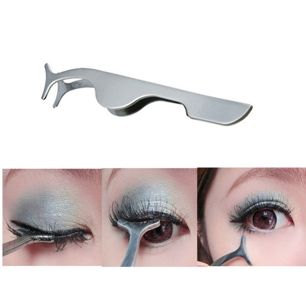 wholesale- false eyelashes clip extension stainless steel eyelash applicator tweezers tool women professional beauty makeup cosmetic tools