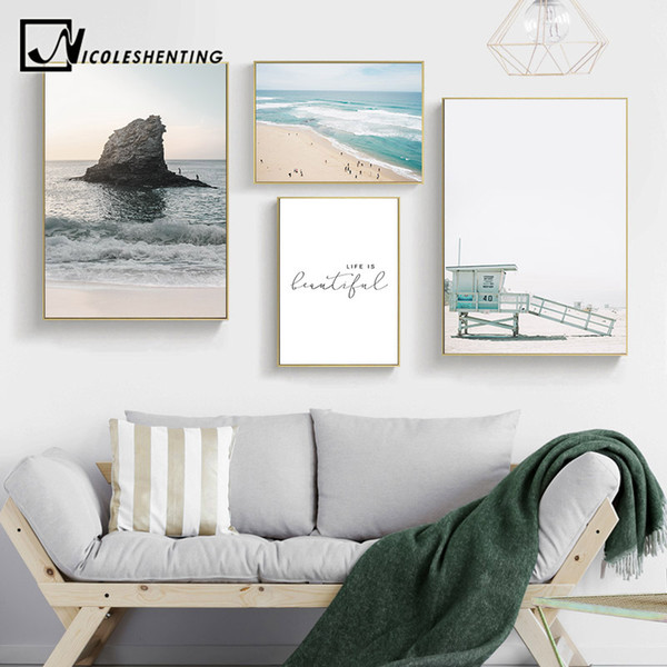 tropical coastal beach canvas poster nordic style wall art print ocean sea painting decoration picture scandinavian home decor